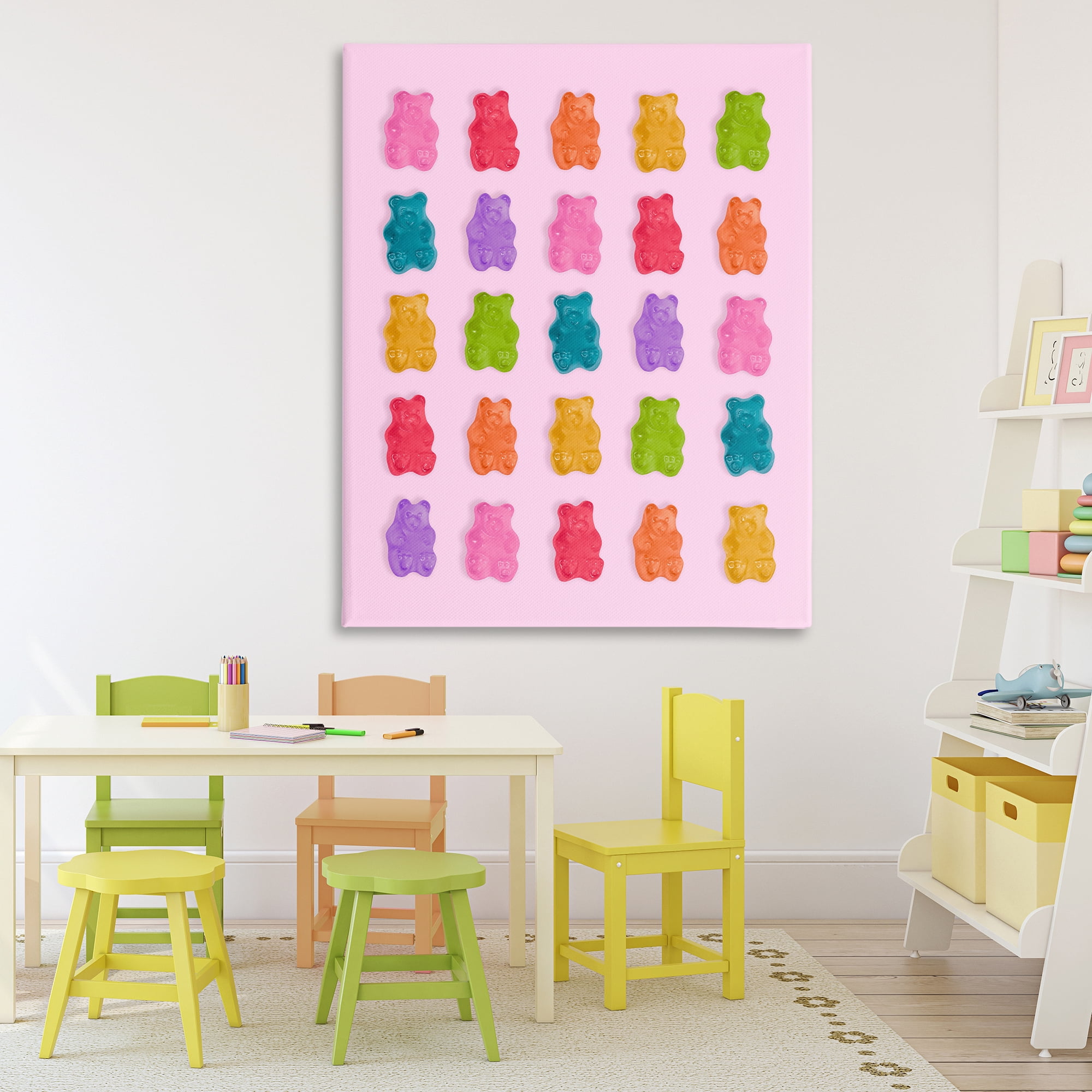 Stupell Industries Pastel Gummies on Pink Canvas Wall Art, design by LISH Creative