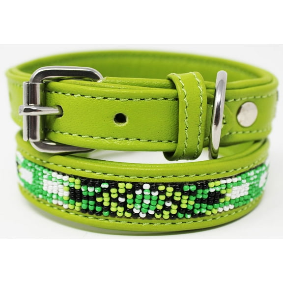 XSmall 9''- 13'' Soft Genuine Leather Beaded Padded Dog Puppy Collar  60RT10LG