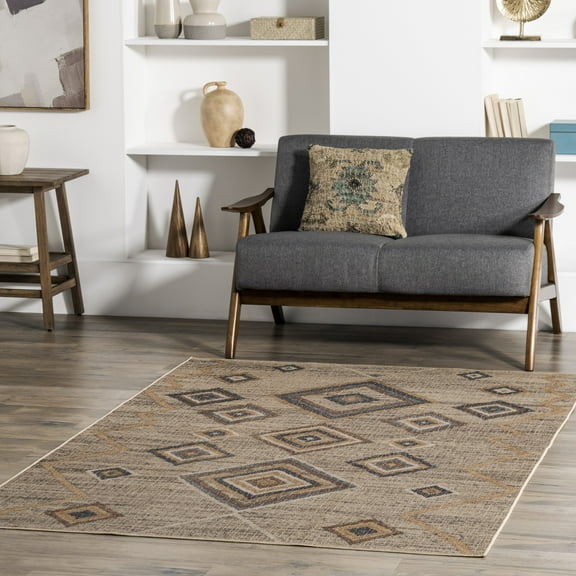 nuLOOM Jonie SpinClean Bohemian Easy-Jute Machine Washable Area Rug, 5' x 8', Jonie Natural