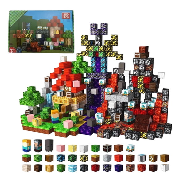 Magnetic Blocks 150PCS Magnetic Building Cubes, DIY Little Ghost Adventure Building Magnet Toys Toddler, STEM Montessori Sensory Toys, Learning Educational Magnetic Building Blocks for Kids Ages 4-8