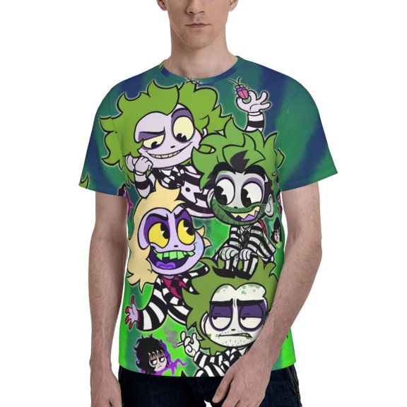 Beetlejuice Men's T Shirts Cartoon Graphic Short Sleeve Tees Novelty Casual Unisex Adults Tee Shirt Tops