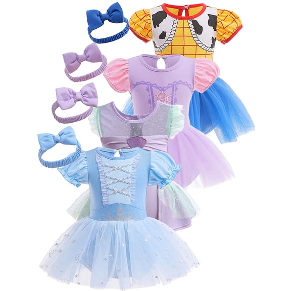 WIBACKER Infant Baby Girls Romper Tutu Dress 3-18M Princess Bodysuit Tulle Dresses with Headband Birthday Christmas Halloween Costume