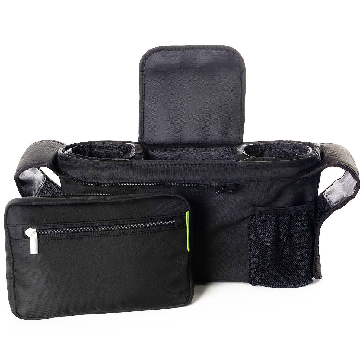 Amerteer Baby Stroller Organizer Bag - Stroller Storage Bag-Proof Insulated Cup Holders and Large Detachable Zippered Clutch Bag for Universal Stroller Like Baby Jogger,Bugaboo