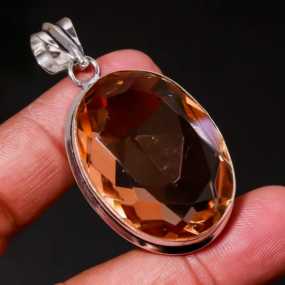 Morganite Oval Shape Gemstone Handmade Unique Gift Pendant Jewelry 1.90" SA 696