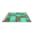 thumbnail image 2 of Ahgly Company Machine Washable Indoor Round Patchwork Turquoise Blue Transitional Area Rugs, 8' Round, 2 of 4