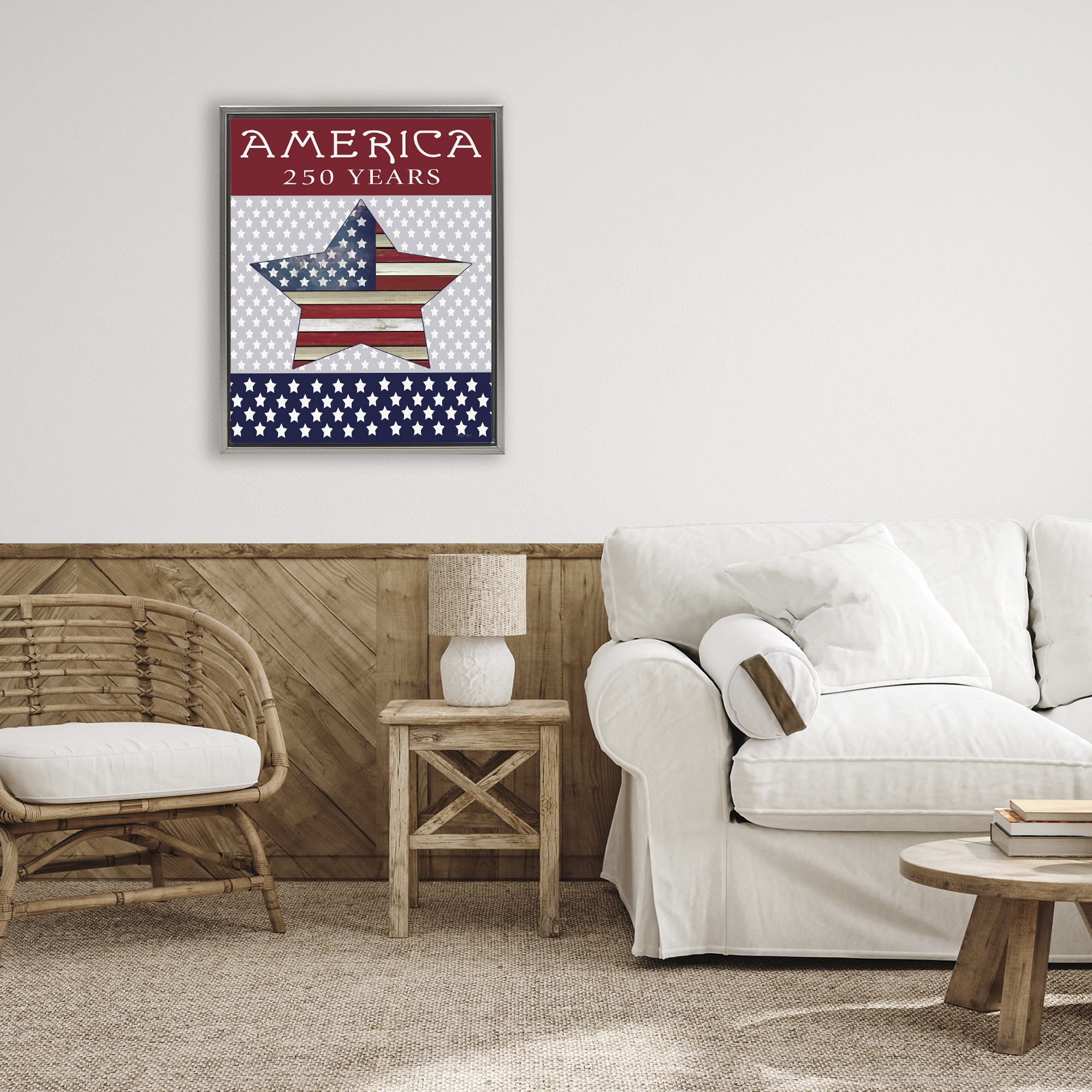 Stupell Industries Historic America 250 Years Gray Framed Floater Canvas Wall Art, design by Cindy Jacobs