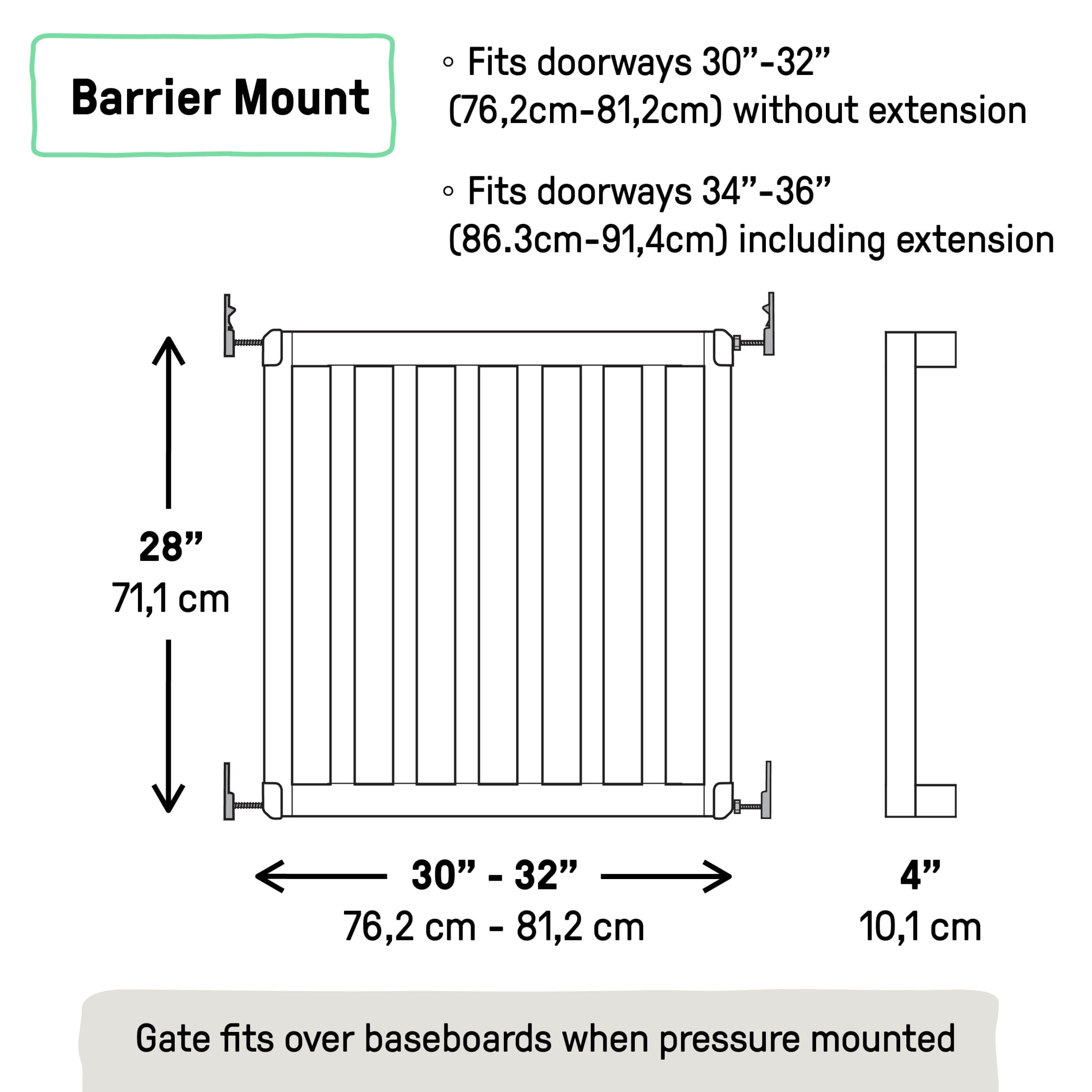 Ingenuity The Doorway 36S Series Custom Collection Pet and Baby Gate, Natural Wood Ready for Paint or Stain, Openings from 30-36" Wide, Ages 6-24 Months
