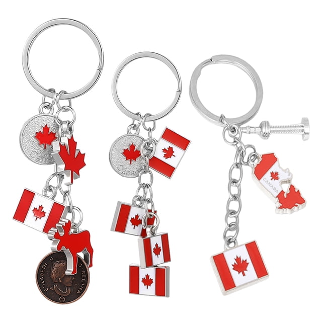 3 llaveros de hoja de arce canadiense, recuerdos de fiesta del Día Nacional, llaveros estéticos, colgantes para celebraciones y conmemoraciones.