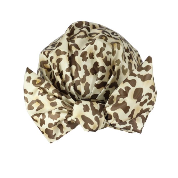 Gorros de baño para ducha, estampado de flores, impermeable, reutilizable, cubierta con dobladillo elástico, gorro de baño, gorro rizado, Juegos de accesorios de baño Estampado de leopardo Toystoory HA062078-16B