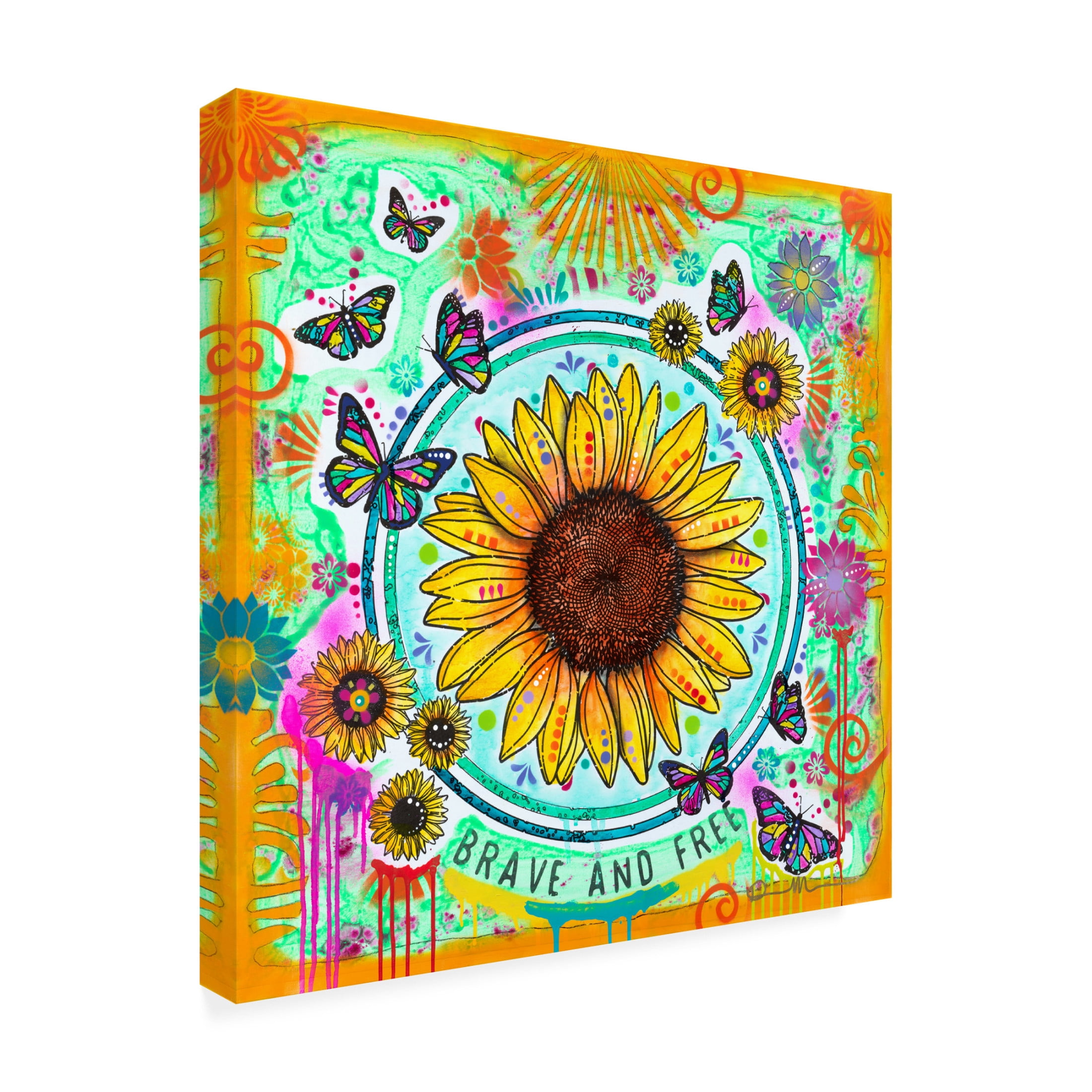 Canvas Wall Art - Dean Russo 'Brave and Free' Wall Art for Living Room, Bedroom, or Office Décor by Trademark Fine Art - 14 x 14 Inches