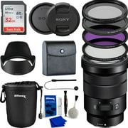 Sony E PZ 18-105mm f/4 G OSS Lens with Essential Accessory Bundle - Includes: Water Resistant Lens Pouch, SanDisk 32GB Memory Card, 3 Piece Multicoated HD Filters with Case (UV,CPL, FLD), Variable Neu