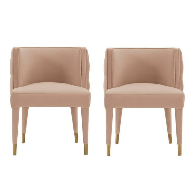 Manhattan Comfort Chaise de Salle à Manger Moderne en Velours Tufté Maya Nude - Ensemble de 2