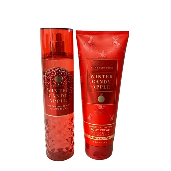 Bath and Body Works Winter Candy Apple Fine Fragrance Mist and Body Cream Set