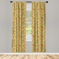 thumbnail image 4 of Ambesonne Floral Window Curtains, Doodle Curling Flowers Art, Each 28" W x 63" L, Orange Dark Seafoam, 4 of 4