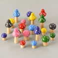 thumbnail image 3 of CSCHome 3 PCS Mushroom Decor Small Large Wooden Mushroom Party Decor with Spots Mushroom Decor, 3 of 5