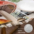 thumbnail image 3 of Mushrooms Round Tablecloth, Fitted Table Cover with Elastic for 55"-60" Round Tables, Butterfly Botanical Country Plants White Wood Table Cloth Outdoor Indoor Dinning Party Waterproof Tablecloths, 3 of 7