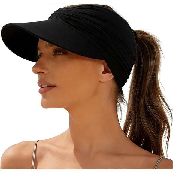 Summer Women's Sun Hat Wide Brim UV Protection Outdoor Ponytail Hat Travel Casual Lightweight Summer Beach Hats for Women(xxw)