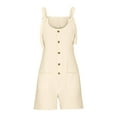 thumbnail image 5 of Riforla Short Rompers for Women Summer Casual Button Rompers Overalls Jumpsuit Shorts Button Rompers Jumpsuits for Women Beige L, 5 of 5