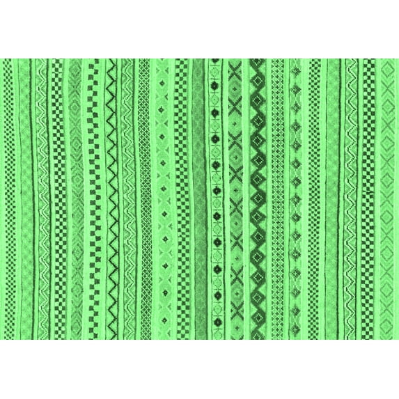 Ahgly Company Indoor Rectangle Abstract Emerald Green Modern Area Rugs, 5' x 7'