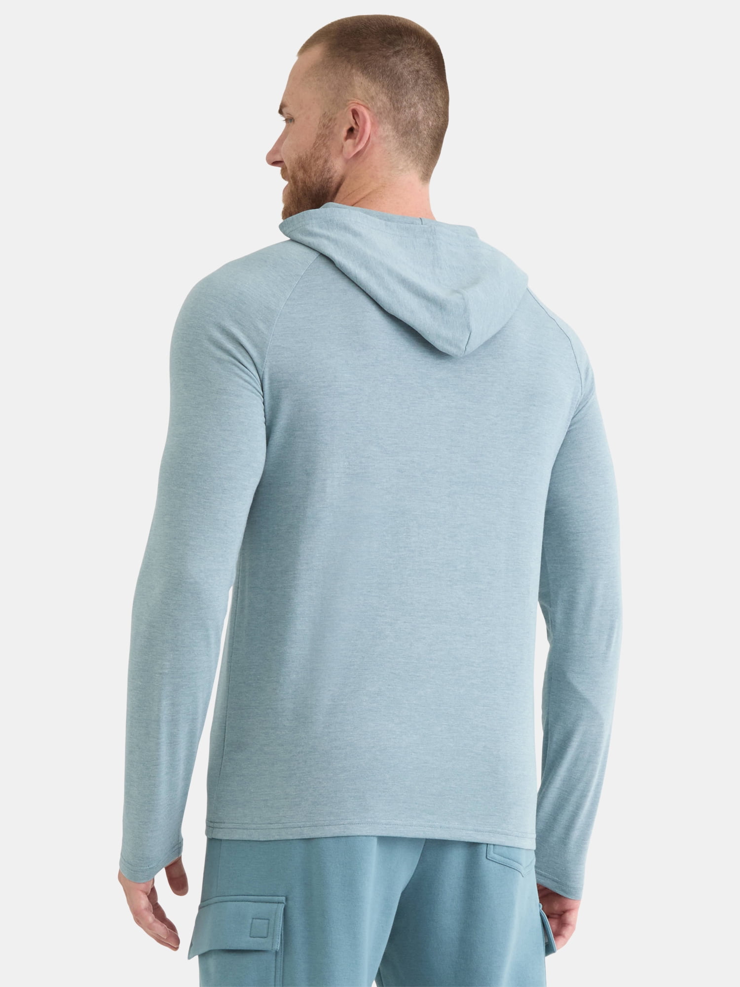 Athletic Works Men's Tri Blend Long Sleeve T-Shirt Hoodie, Sizes S-3XL
