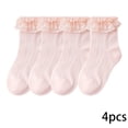 thumbnail image 2 of LYMAYTER 4 Pack Dance Socks for Toddler Baby Girls Ruffle Socks Eyelet Mesh Ankle Dress Socks 0-12Y, 2 of 7