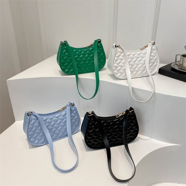 Bolso de hombro para mujer | Bolso bandolera de cuero de PU Fashion, correa ajustable, bolso casual ligero - Negro, blanco, azul, verde, 20,5x12,5x7cm, accesorio versátil para el día a día