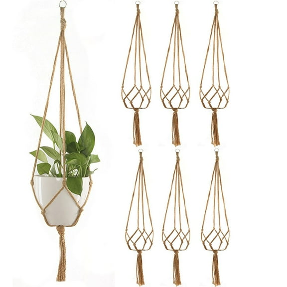 COSTYLE 6PCS Macrame Plant Hanger Indoor Outdoor Hanging Plants Holder 41 inch for Boho Home Decor