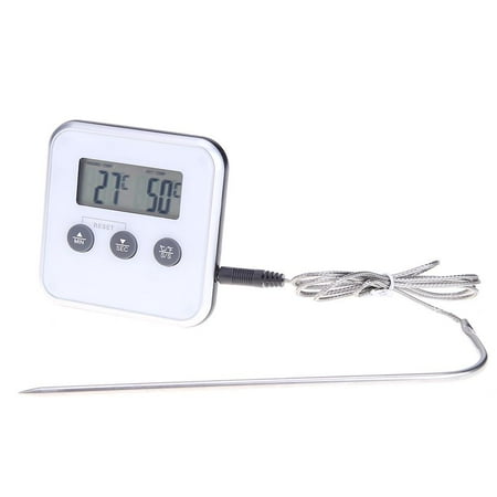 

Tiyuyo Electronic Thermometer Timer Food Meat Temperature Meter Gauge with Probe