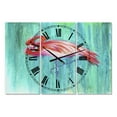 thumbnail image 1 of DesignArt Pink Flamingo In Blue Large Wall Clock, 1 of 2
