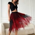 thumbnail image 5 of Fengqque Tulle Skirts for Women,Gradient Color Puffy Skirt Asymmetrical Midi Length Ruffled Tutu Layered Mesh Fairy Skirt Red XL(XL), 5 of 5