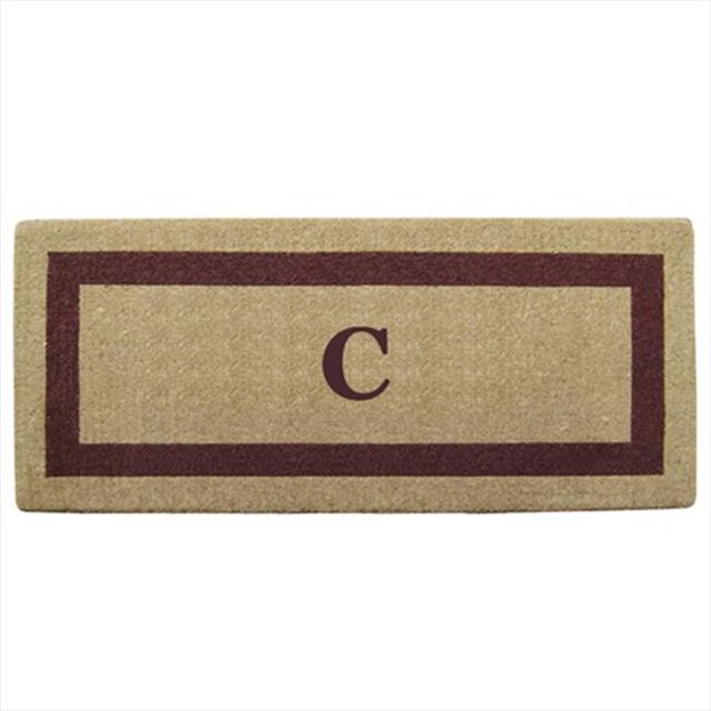 Nedia Home 02074C Photo Unique - Cadre Brun 24 x 57 Po Tapis de Sol en Fibre de Coco Résistant - Monogrammé C