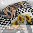 thumbnail image 3 of Life Is Better on The Farm Twin Size Comforter Set, Rustic Cow Sunflower Black White Plaid Bedding for All Seasons, 4 Pcs Bed Set, 1 Quiltcover (68"x86") ,1Sheet(67"x116"), 2Pillowcases (30"x20"), 3 of 9