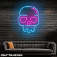thumbnail image 2 of Craftnamesign Skull Heart Eyes Neon Light, Skull LED Sign For Store Bar Wall Decor, 2 of 5