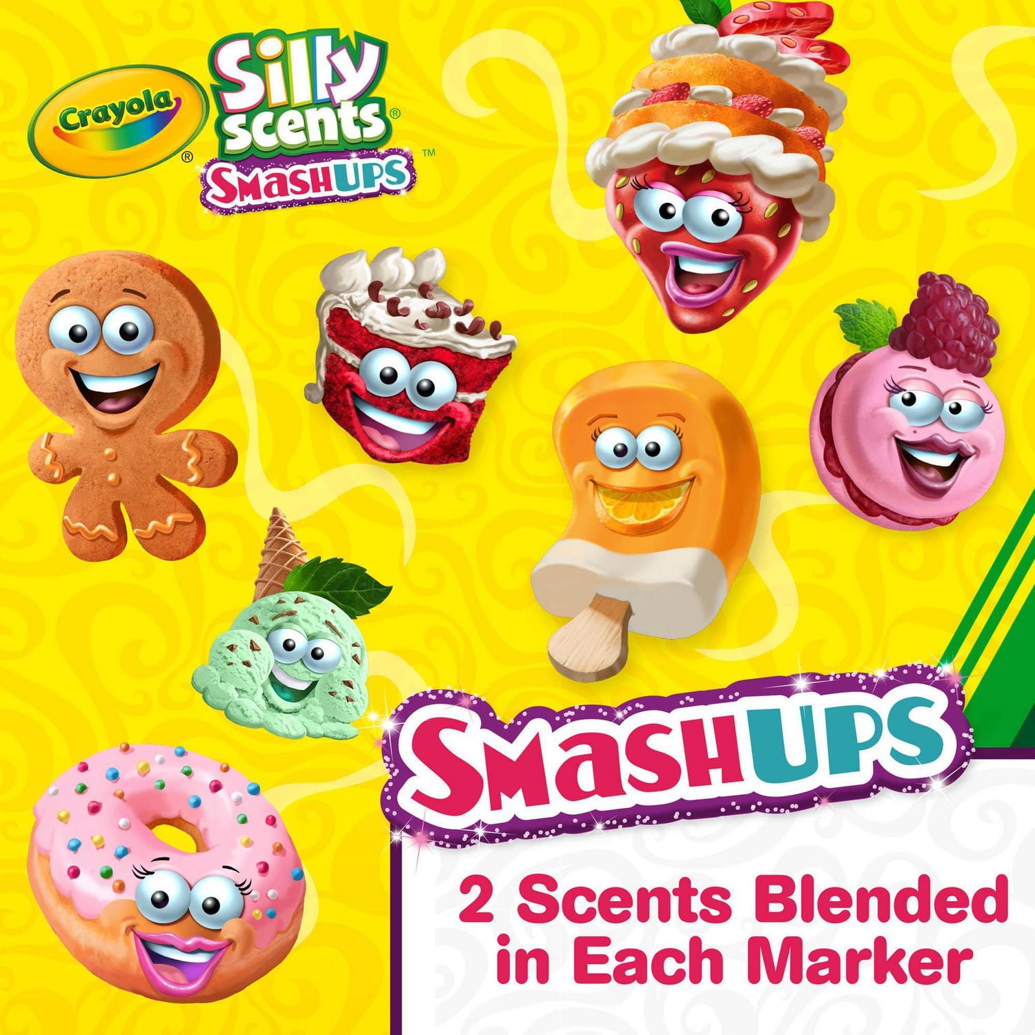 Marqueurs lavables fins Silly Scents Smash-Ups, boîte de 10
