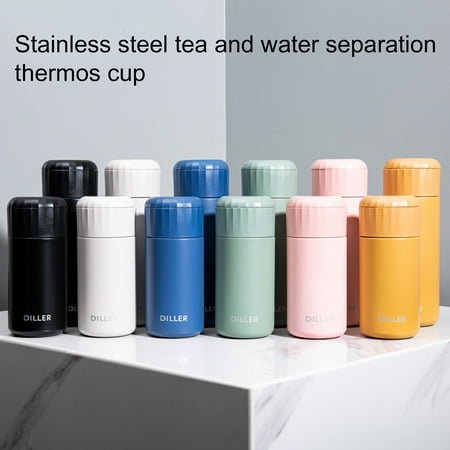 

LeKY 280/400ml Vacuum Flask Solid Color Tea Water Separation Stainless Steel Leak-proof Insulated Bottle Thermocup for Home