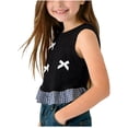 thumbnail image 4 of Bxsruta Girls Puff Sleeve T-Shirt Soft Cotton Blend Short Sleeve Crew Neck Tee Top Kids Casual Wear Spring Summer, 4 of 6