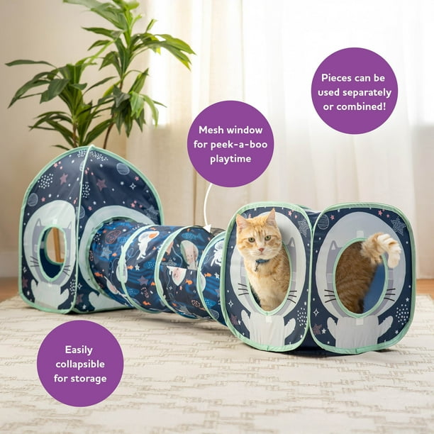 Vibrant Life Collapsible Space Cat Tunnel Play Combo, 3 Piece Set