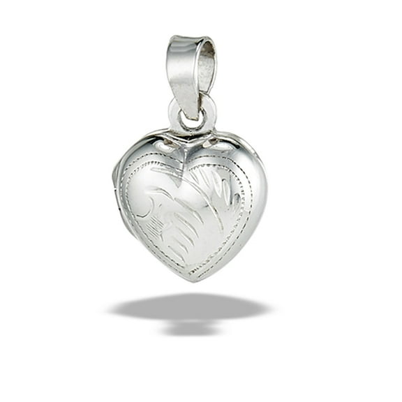 Sterling Silver Vintage Style Heart Locket Pendant Engraved Filigree Swirl Charm 925 Jewelry Female
