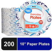 (2 pack) Great Value Everyday Disposable Paper Plates, 10", 100 Count