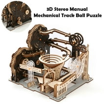 196 Pieces 3D Wooden Puzzle Manual Mechanical Track Rolling Marble Model Kit Adult Hobby Toys Adult/Men/Women/Boys/Girls