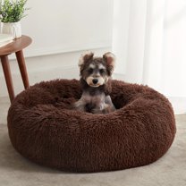 DABEI Calming Dog & Cat Bed, Anti-Anxiety Donut Cuddler Warming Cozy Soft Round Bed, Fluffy Faux Fur Plush Cushion Bed For Small Medium And Large Dogs And Cats (16"/20"/24"/28"/31"/39")