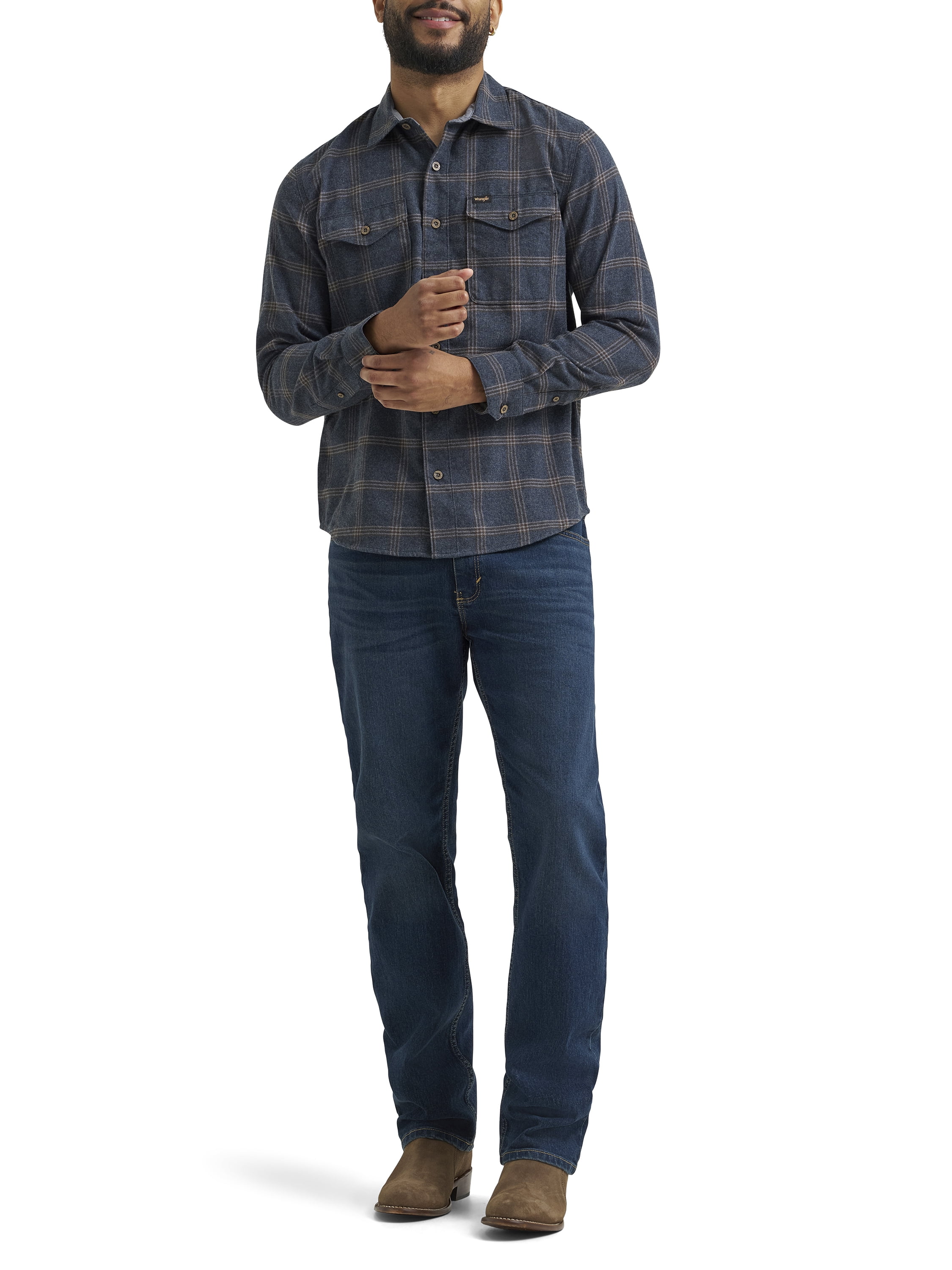 Wrangler Men's Long Sleeve Regular Fit Flannel Plaid Shirt, S-2XL