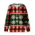 thumbnail image 5 of Women's Casual Fashion Long-Sleeve Zip-Up Hoodie with Christmas Print, Knitted Pullover for Comfortable Wear and Style,Dark Green,2XL, 5 of 7