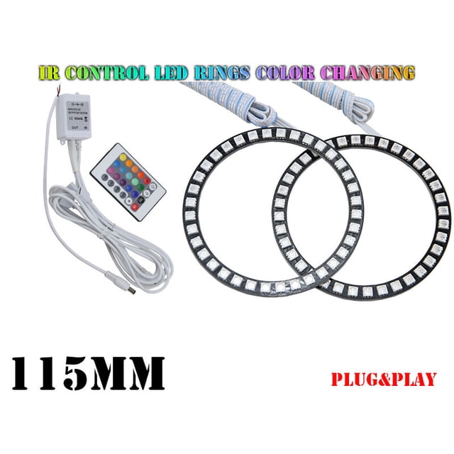 2 Pack 115mm Remote Control Halo Light Headlight RGB Led Angel Eye Light -