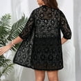 thumbnail image 4 of WTOBBY Women's Cardigan Sweater with Long Sleeve and V-Neck, Casual Lightweight Button Down Top for Fall, Elegant Lace Detail Open Front,Black 2XL, 4 of 5