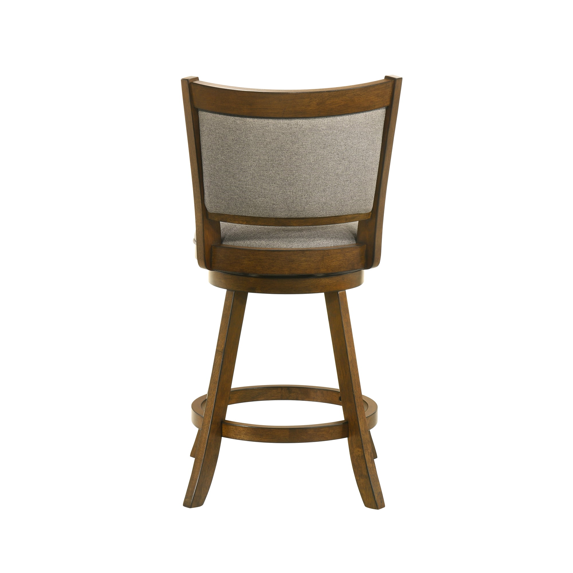 Aiden Modern Farmhouse Swivel Wood Counter Height Kitchen Bar Stool in Sepia Brown Finish with Grey Fabric Upholstered Seat - Set of 4