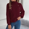 thumbnail image 4 of Sweaters for Women 2025 Fall Winter Long Lattern Sleeve Turtleneck Knitted Sweater Jumper Top Womens Pullover Sweaters, 4 of 8
