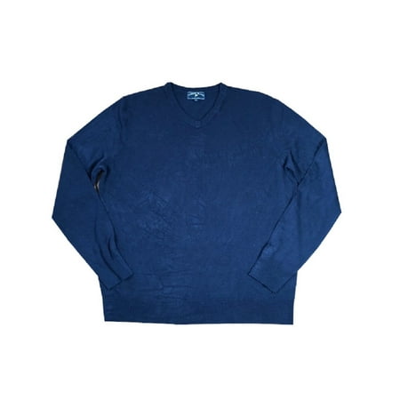 Harbor Island Mens Size Small V-Neck/Long Sleeve Sweater, Navy Solid
