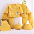thumbnail image 2 of TAmten Baby Boy Outfits 0-3 Months 7PCS Newborn 0-3M Boys Girls Baby Cotton Clothes Bib Tops Hat Pants Bellyband Suit Outfit Sets OneSize Yellow ,0-3 Months, 2 of 4