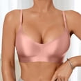 thumbnail image 2 of WHEANG Satin Bras for Women Back Beauty Bra Soft Support Breathable Casual Plus Size Bra Wireless Comfort Everyday Bra Cross Back Push Up Bra for Daily Wear Size L Pink, 2 of 5